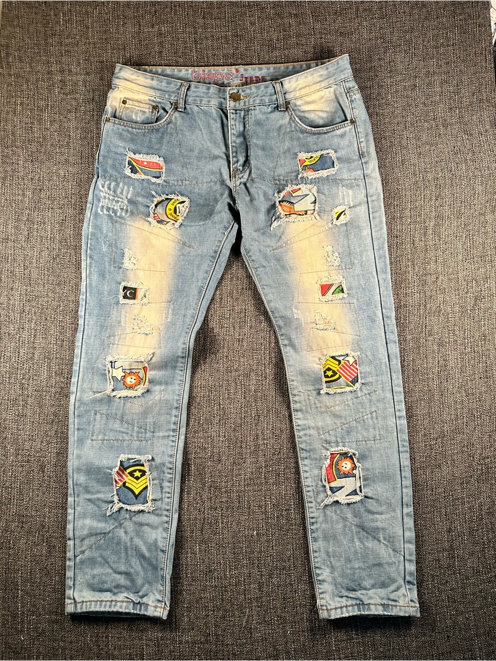 Biepa Jeans, patchwork pattern, men’s size 38